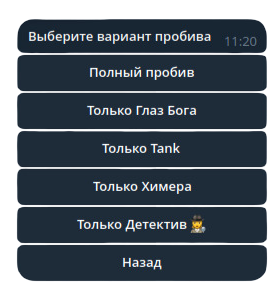 Пример меню бота для пробива по ФИО и номеру